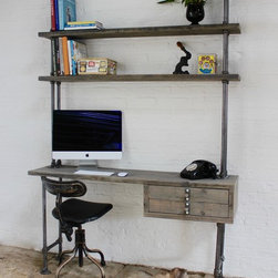 Cherie Reclaimed Grey Washed Scaffolding Board Urban Industrial Desk with Drawer - Desks & Writing Bureaus