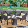 GDF Studio 3-Piece Janet Outdoor Wicker Chat Set, Multibrown With Beige Cushions