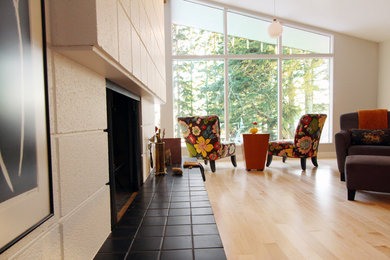 Living room - contemporary living room idea in Calgary