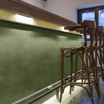Site Fabricated wainscoting on island bar area