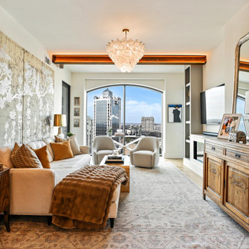 White Oak Herringbone — Living Room Second View, Buckhead High-Rise Atlanta