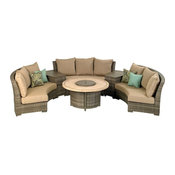 Bermuda Platinum 6-Piece Circular Sofa Set-Canvas Heather Beige