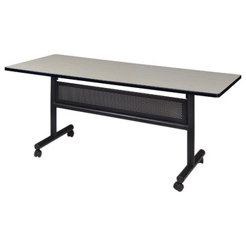 Kobe 60"x30" Flip Top Mobile Training Table With Modesty, Maple