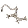 Kingston Brass 8" Center Wall Mount Bathroom Faucet, Polished Nickel