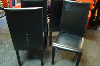 Arper Black Leather Chairs (6)
