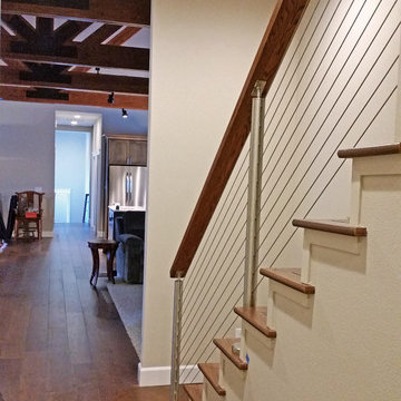 Stair Railing with Round Stainless Steel Posts in Gresham, OR