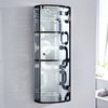 Stylish Glass Cabinet Grey for Bathroom Accessories Storage with Three Tiers