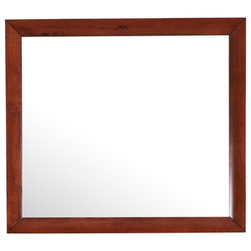 Marilla 35"x39"Modern Rectangle Framed Dresser Mirror, Cherry
