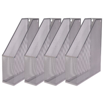 YBM Home Silver Mesh Wall Mount File Holder 12"x10"x3", 4 Pack