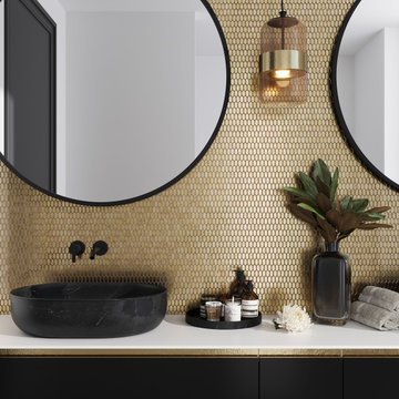 Illumine Gold Foil Picket Glass Mosaic Tile