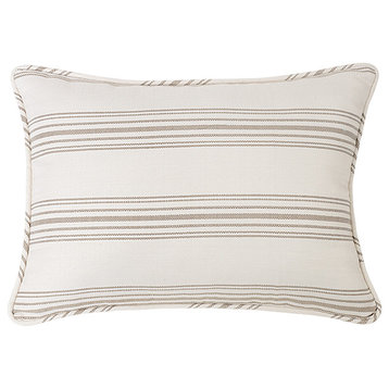 Prescott Stripe Pillow Sham, White/Taupe, King