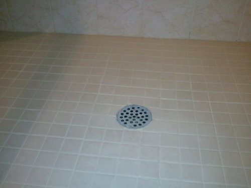 Shower Floor Grout Efflorescence Here Is A Shower Floor That Was Really Bad Case Of Efflorescence In Nj