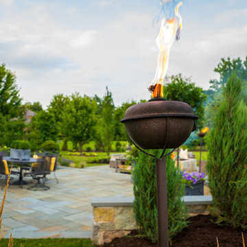 Entertain in this Backyard Landscape with Patio & Firepit: Perfect for Families!