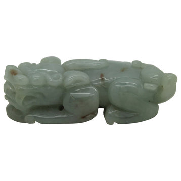 Hand Carved Chinese Natural Jade Pixiu Pendant Fengshui Figure