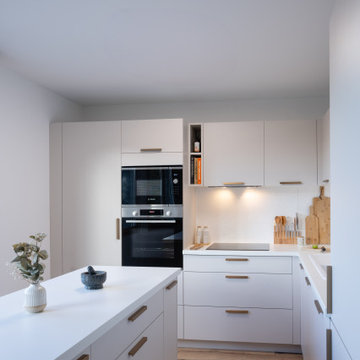 La cuisine beige et terrazzo blanc de Margaux