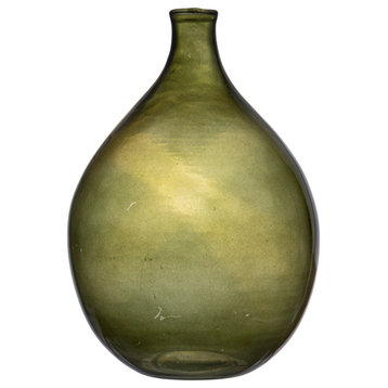 Large Glass Bud Vase, Green, Large