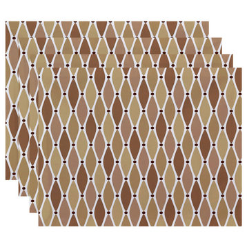 18"x14" Wavy, Geometric Print Placemat, Taupe, Set of 4