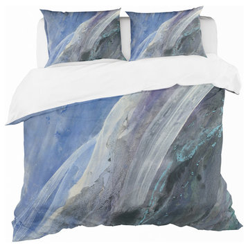 Black and Blue Abstract Water Painting Duvet Cover Set, King