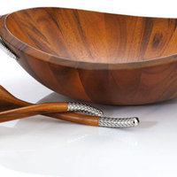 Nambé Braid Salad Bowl With Servers
