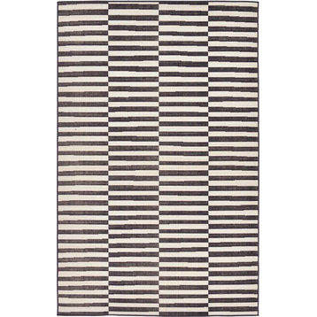 Solid/Striped Wingate 5'x8' Rectangle Onyx Area Rug