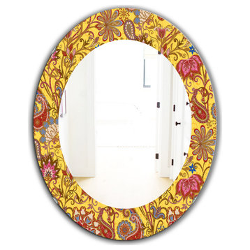 Designart Paisley 5 Bohemian And Eclectic Frameless Oval Or Round Wall Mirror, 2