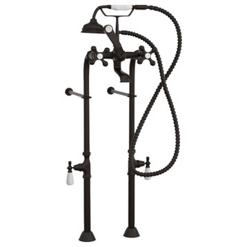 Clawfoot Tub Freestand Telephone Faucet Hand-Held Shower Combo Oil Rubbed Bronze