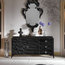 Wooden Chest With 2 Doors and 3 Drawers and Leaf Decor