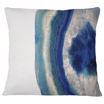 Macro of Blue Agate Stone Abstract Throw Pillow, 18"x18"