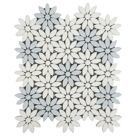 Flower Pattern Marble Novelty Mosaic Wall & Floor Tile