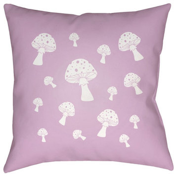 Mushrooms by Surya Poly Fill Pillow, 18' Square