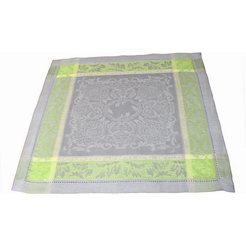 French Home Linen Set of 6 Arboretum Napkins Grey and Chartreuse