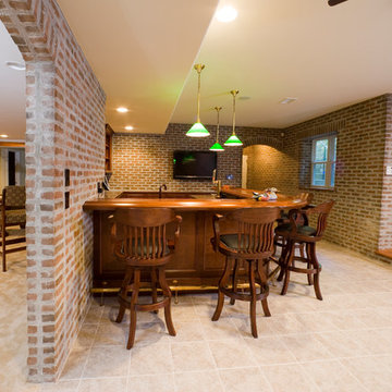 Finished Brick Basement Bar Room/Game Room