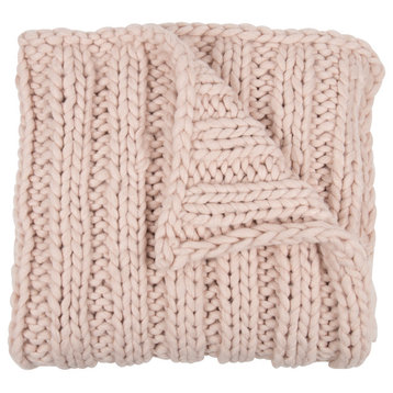 Kate and Laurel Chunky Knit Throw Blanket, Soft Pink