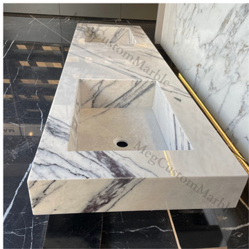 Mrs Corinne Bath Project 72" New York Marble Double Sink Vanity - Lilac Marble