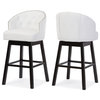 Avril Faux Leather Tufted Swivel Barstools With Nail Heads Trim, White, Set of 2