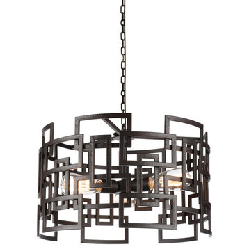 CWI LIGHTING 9913P19-3-205 3 Light Down Chandelier with Brown finish
