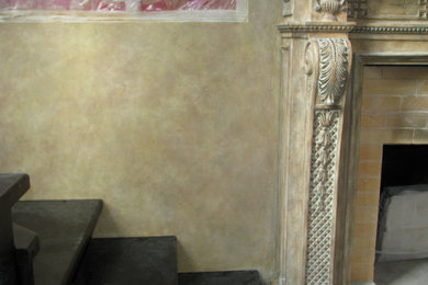 Venetian plaster MARMO ANTICO on walls around fireplace