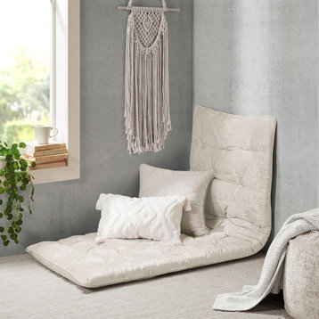 Intelligent Design Edelia Lounge Floor Pillow Cushion, Aqua Blue, Ivory