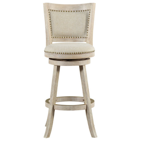 Melrose Swivel Stool, Ivory Wire-Brush, Bar Height