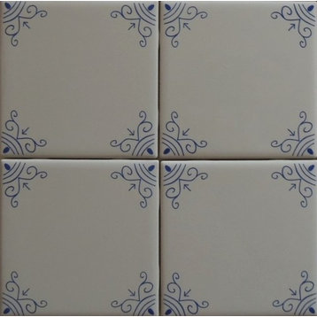 Delft Tile Blue and White Decorative Wall Tile Historic Ox Tail, Set of 3