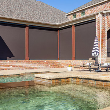 Exterior Motorized Screens For Traditional Home