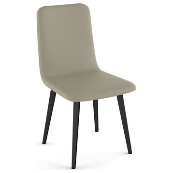 Amisco Watson Dining Chair, Greige Faux Leather / Black Metal