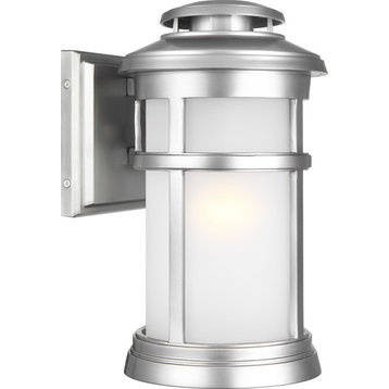 Newport 1-Light Wall Lantern 13", Painted Brushed Steel, Etched