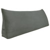 Bed Wedge Reading Pillow Headboard Backrest Cushion Corduroy Grey, 71x20x8