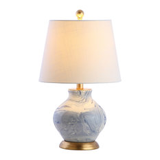 Fangio Lighting W-MR8907SPA BLUE CR 26 Ceramic Table Lamp with Ripple Design Spa Blue Crackle