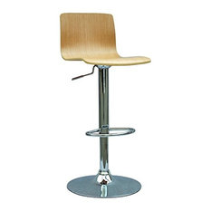 Chintaly Imports - Bent Wood Pneumatic Gas Lift Adjustable Height Swivel Stool, White Oak and - Bar Stools and Counter Stools
