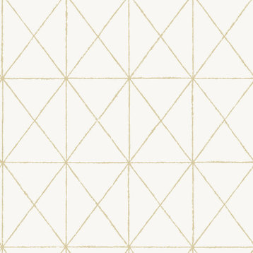 NUS3577 Get In Line Peel & Stick Wallpaper in Gold Off White