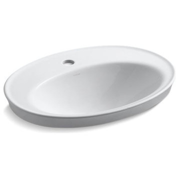 Kohler Serif Drop-In Bathroom Sink with Single Faucet Hole, White