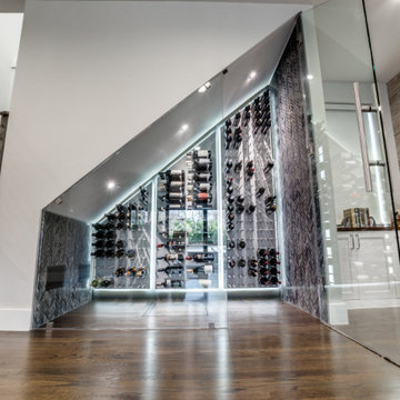Modern Glass Understairs Wine Wall