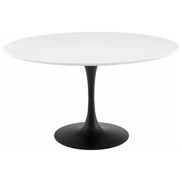 54" Round Wood Dining Table and Pedestal Base, Black